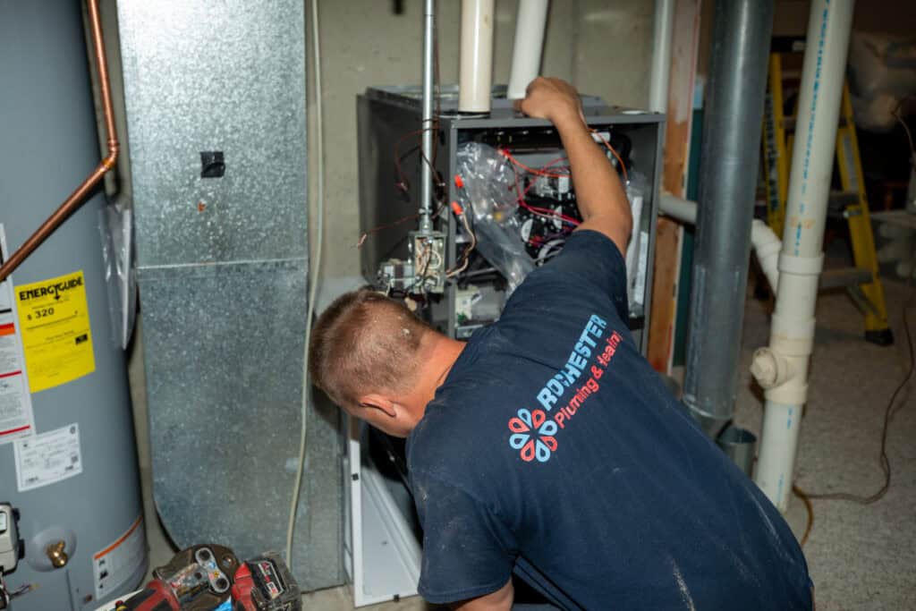 Furnace installation by Rochester Plumbing & Heating